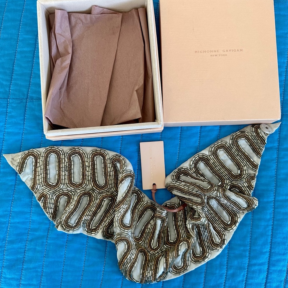 Sold out beaded scarf necklace in oyster hues